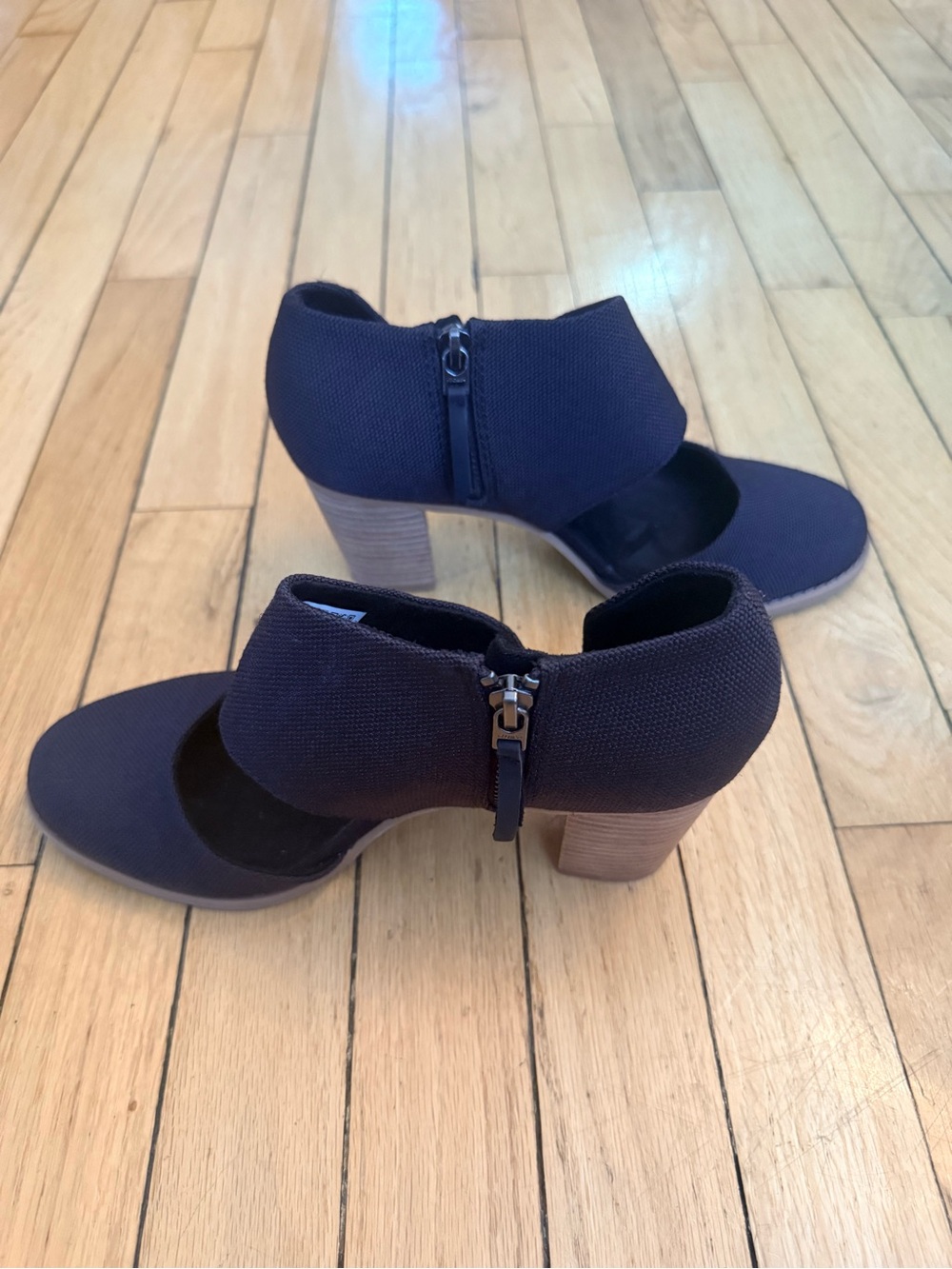 TOMS black Canvas Ankle Strap Heels - Picture 3 of 5